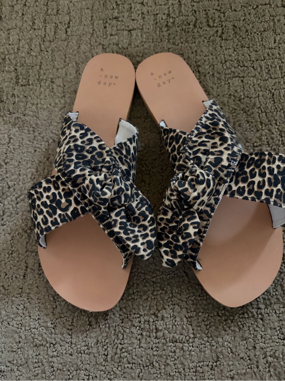 a new day Leopard-Print Knot Slide Sandals - Black/Tan